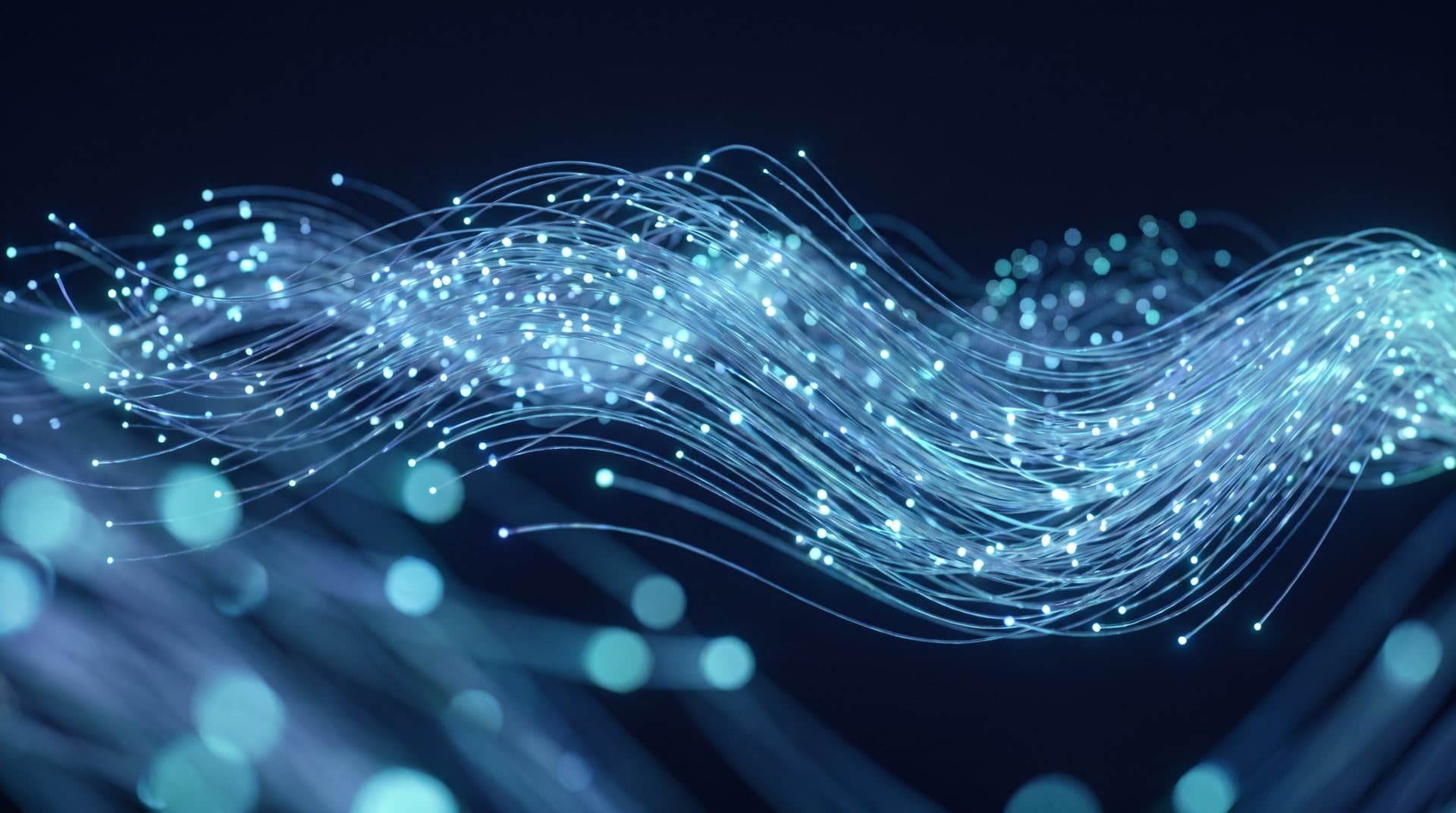 Fibre optic strands carrying points of light