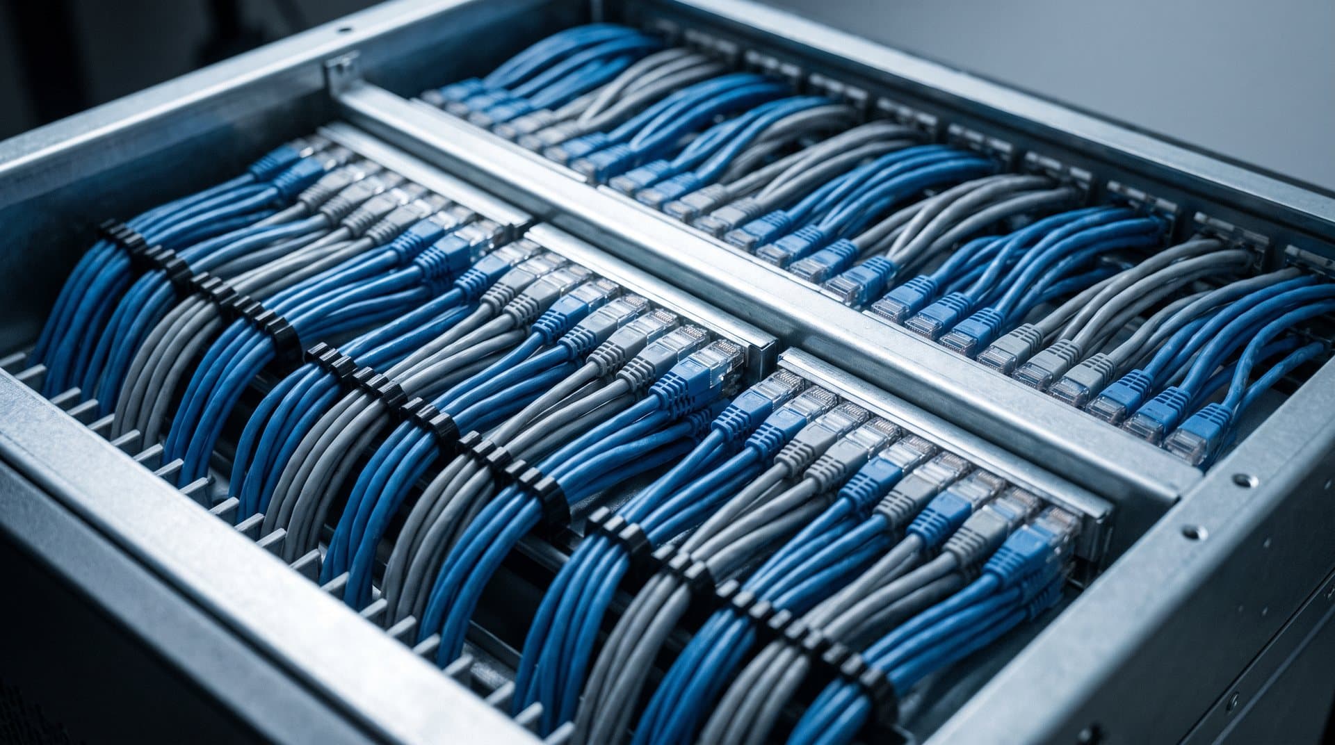 Structured cabling patch panel with dressed cables