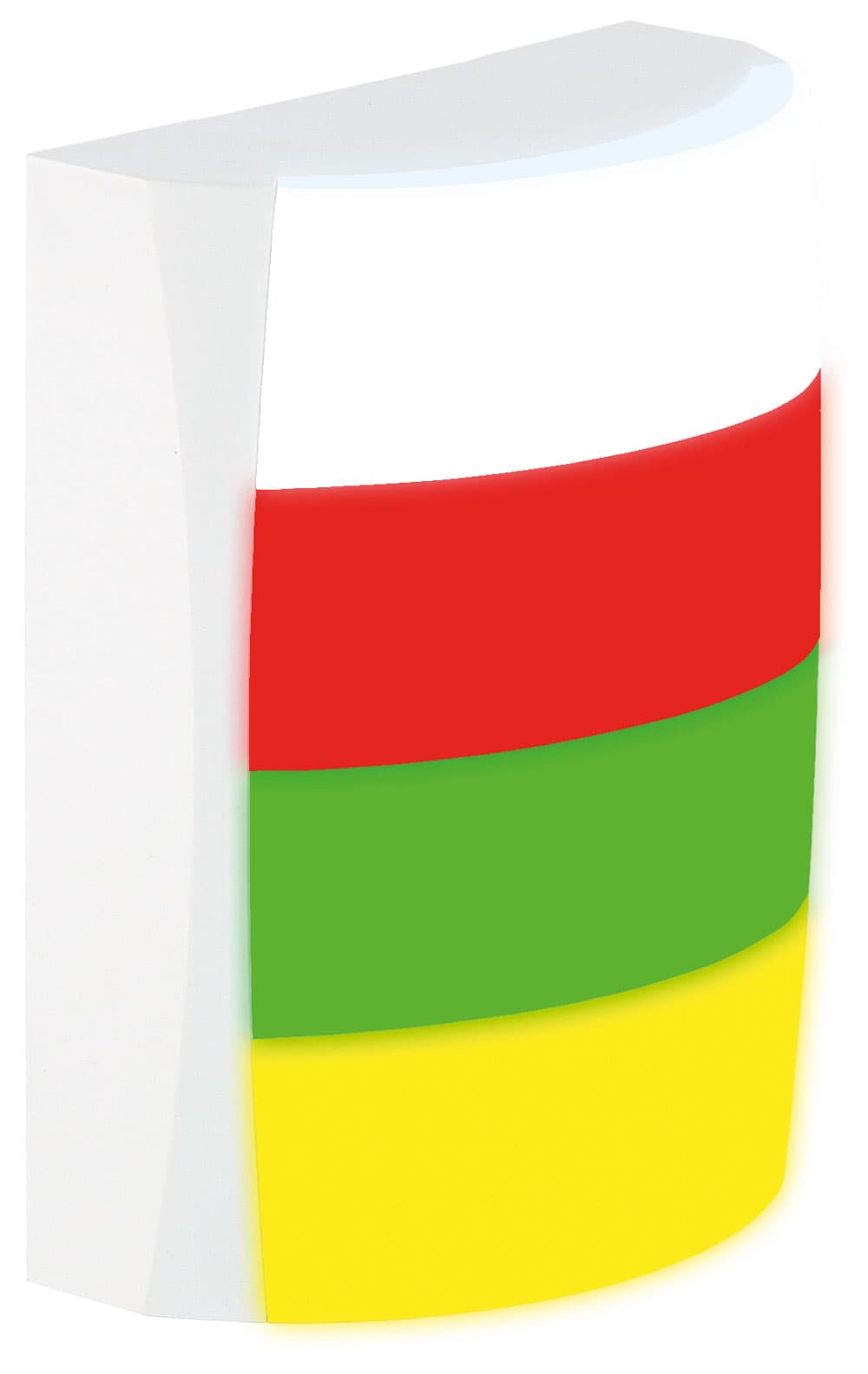 Over-door dome lamp with its four LED segments lit white, red, green and yellow
