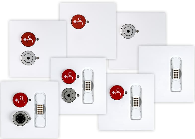 Range of call panels and magnetic socket plates