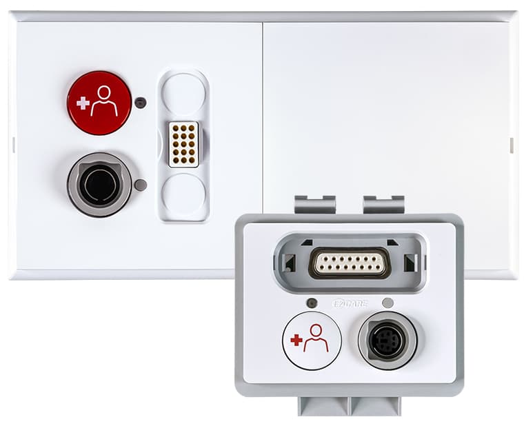 Call panel and socket module with a magnetic adapter carrying a multi-pin connector